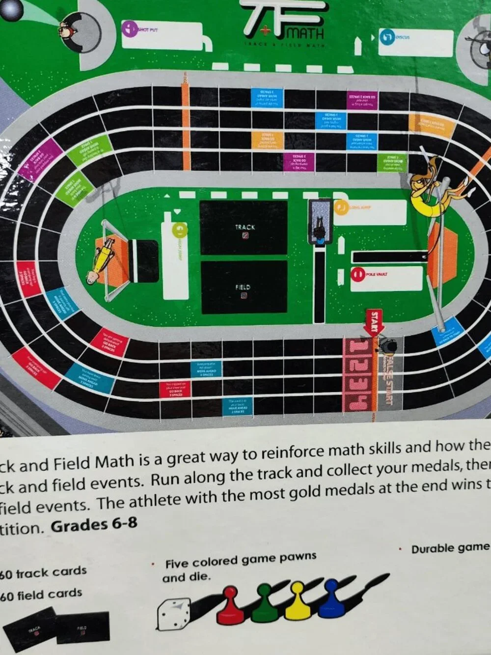 American Educational Track and Field Math Board Game 2-4 Players